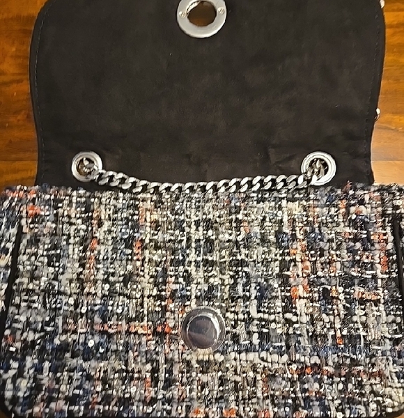 Zara Multi-Color Tweed Crossbody with Silver Chain - Picture 5 of 7